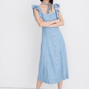 Madewell Denim Princess-Seamed Chambray Maxi Dress